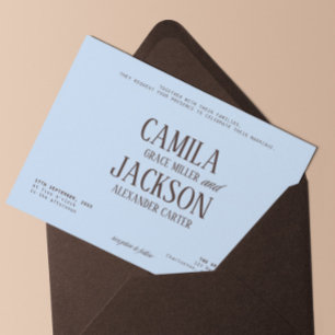 Blue and Brown Wedding  Invitation