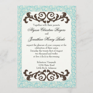 Blue and Brown wedding invite