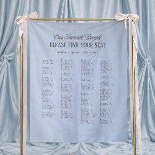 Blue and Brown Wedding Seating Chart Fabric Tapestry