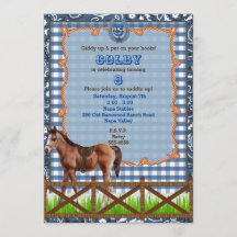 Blue and Brown Western Horse Invitation