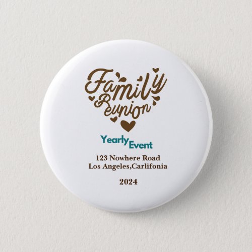 blue and brown yearly event reunion button
