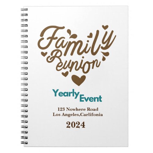 blue and brown yearly event reunion notebook