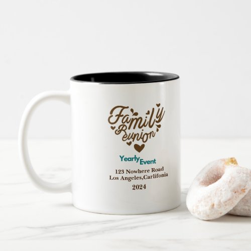 blue and brown yearly event reunion Two_Tone coffee mug