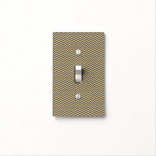 Blue and brown zigzag wave patterns light switch cover