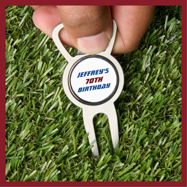 Blue and Burgundy Birthday Golf Bottle Opener Divot Tool (Creator Uploaded)