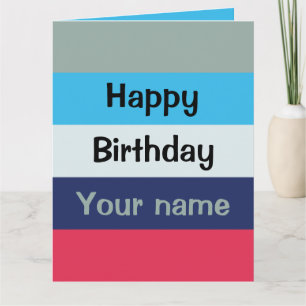 Blue And Burgundy Happy Birthday Card