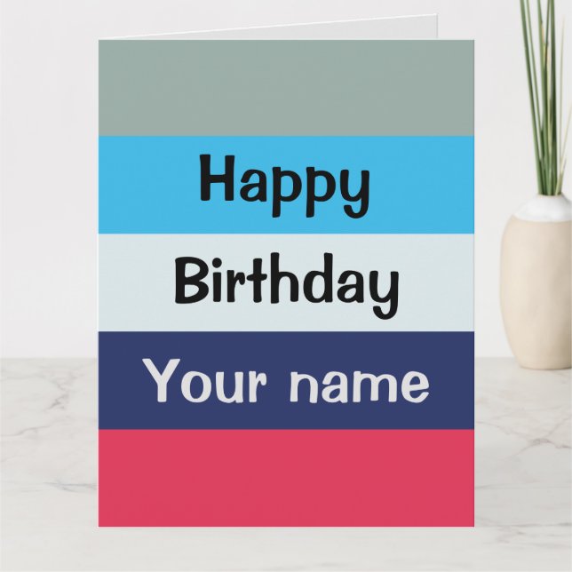 Blue And Burgundy Happy Birthday Card (Front)