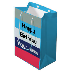 Blue And Burgundy Happy Birthday Medium Gift Bag