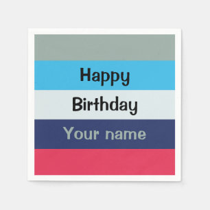 Blue And Burgundy Happy Birthday Napkins