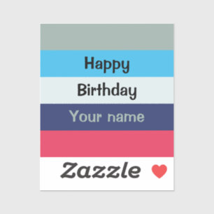 Blue And Burgundy Happy Birthday Sticker