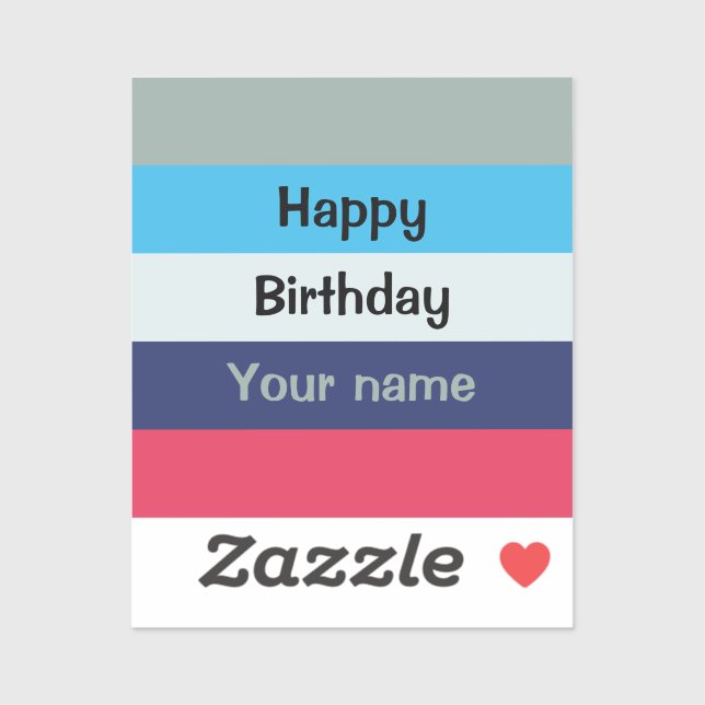 Blue And Burgundy Happy Birthday Sticker (Sheet)
