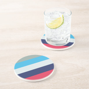 Blue And Burgundy Stripes Coaster
