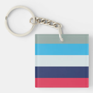 Blue And Burgundy Stripes Keychain