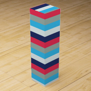 Blue And Burgundy Stripes Wine Box