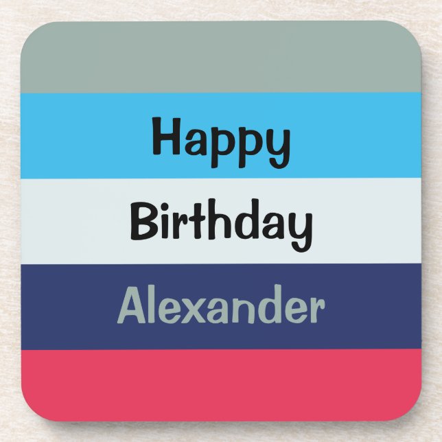 Blue And Burgundy Text Template Beverage Coaster (Front)