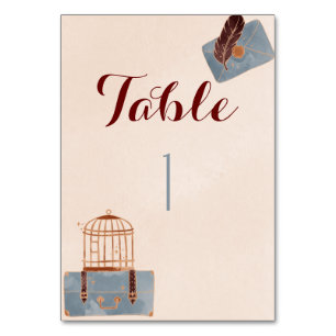 Blue and Burgundy Travel Table Number
