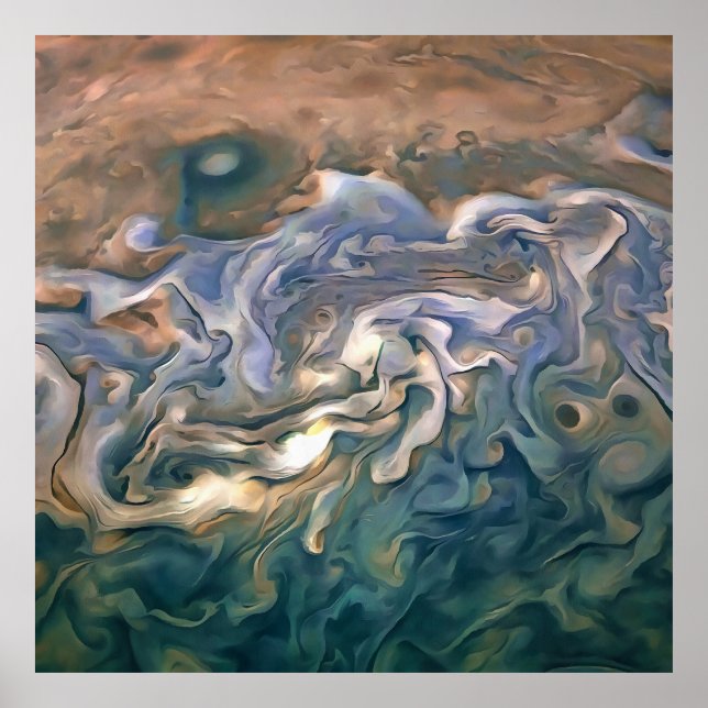 Blue and Calm Seashore Abstract Art Poster (Front)