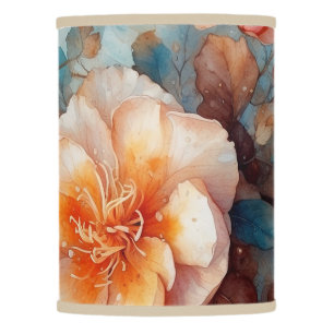 Blue and caramel brown tone floral print lamp shade