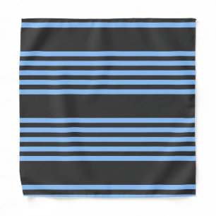 Blue and charcoal five stripe pattern bandana