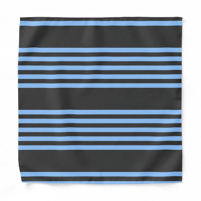 Blue and charcoal five stripe pattern bandana (Front)
