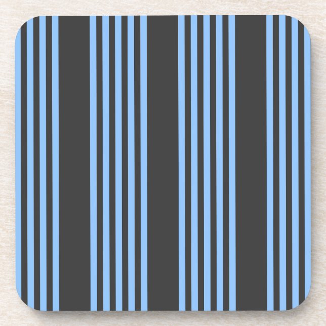 Blue and charcoal five stripe pattern beverage coaster (Front)