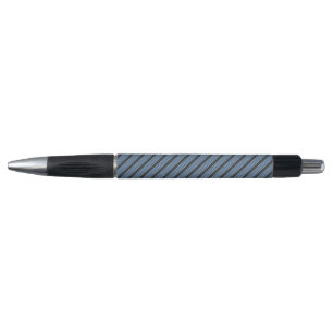 Blue and charcoal five stripe pattern pen