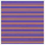 [ Thumbnail: Blue and Chocolate Colored Lined/Striped Pattern Fabric ]