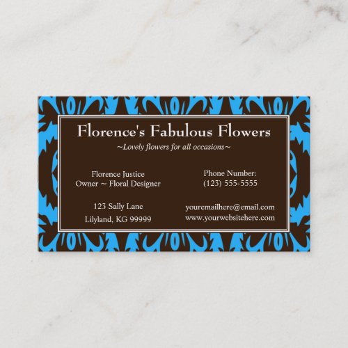 Blue and Chocolate Damask Profile Business Card