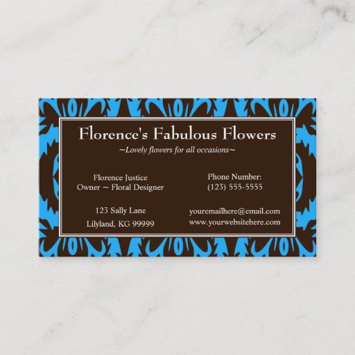 Customizable Blue and Chocolate Damask Profile Business Card