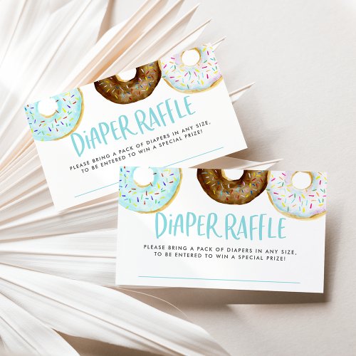 Blue and Chocolate Donuts Baby Diaper Raffle Card