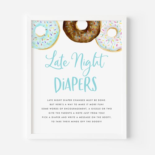 Blue and Chocolate Donuts Late Night Diapers Game Poster