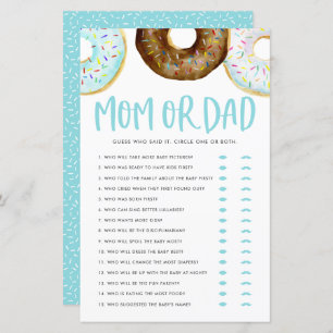Blue and Chocolate Donuts Mom or Dad Shower Game
