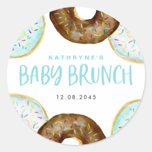 Blue and Chocolate Sprinkle Donuts Baby Brunch Classic Round Sticker