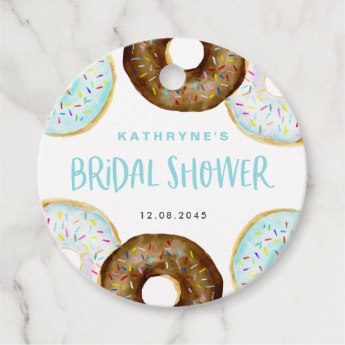 Blue and Chocolate Sprinkle Donuts Bridal Shower Favor Tags