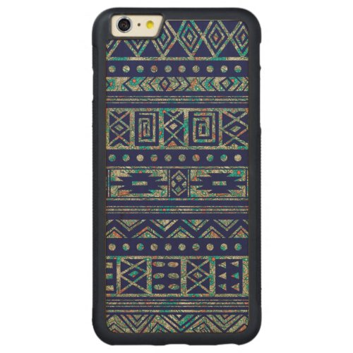 Blue And Colorful Geometric Tribal Pattern Carved Maple iPhone 6 Plus Bumper Case