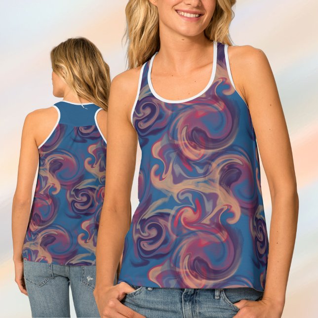 Blue and Colorful Swirling Watercolor Tank Top (Creator Uploaded)