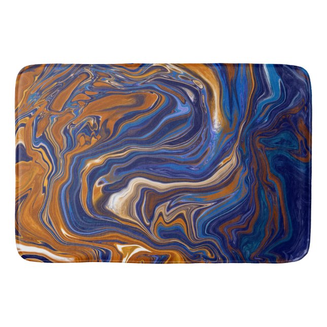 Blue and Copper Abstract Modern Art   Bath Mat (Front)