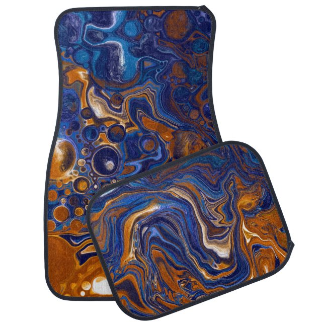 Blue and Copper Abstract Modern Art    Car Floor Mat (Set)