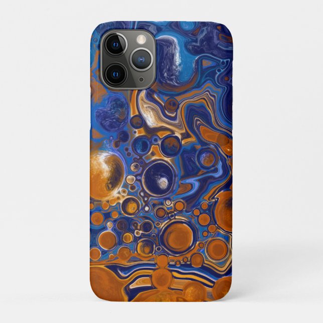Blue and Copper Abstract Modern Art  Case-Mate iPhone Case (Back)