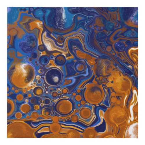 Blue and Copper Abstract Modern Art   Faux Canvas Print