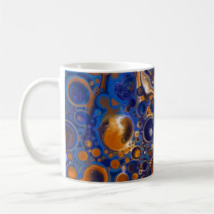 Blue and Copper colored Pour Painting Cells Coffee Coffee Mug