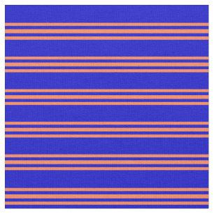 Blue and Coral Colored Striped/Lined Pattern Fabric