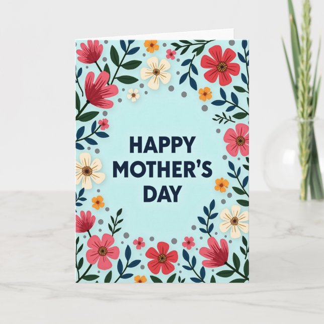 Blue And Coral Happy Day Card (Front)