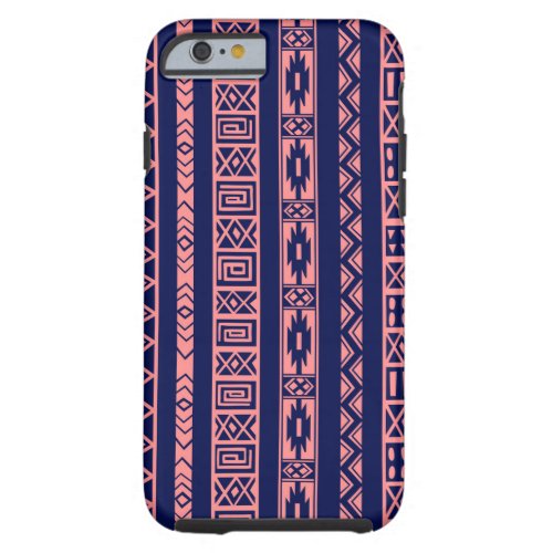 Blue And Coral_RedTribal Geometric Pattern Tough iPhone 6 Case