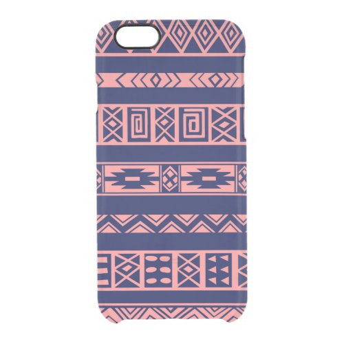 Blue And Coral_RedTribal Geometric Pattern Clear iPhone 66S Case