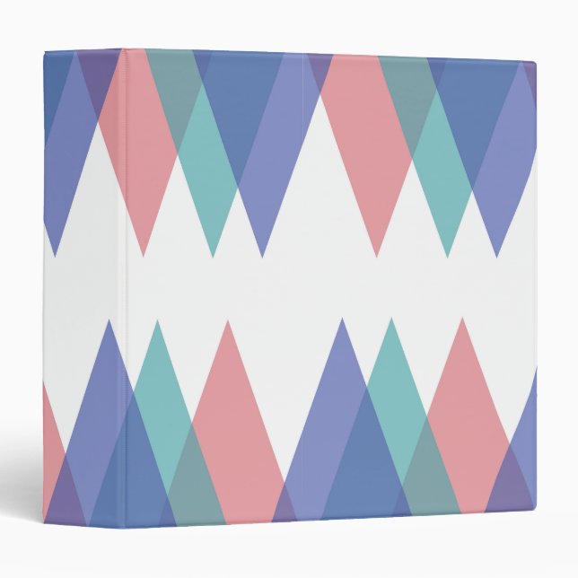 Blue and coral triangles 3 ring binder (Front/Spine)