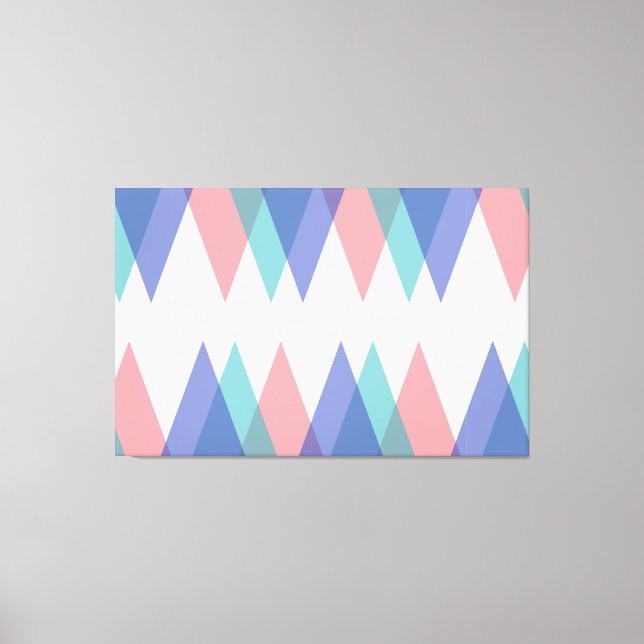 Blue and coral triangles canvas print (Front)