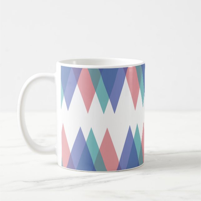 Blue and coral triangles coffee mug (Left)