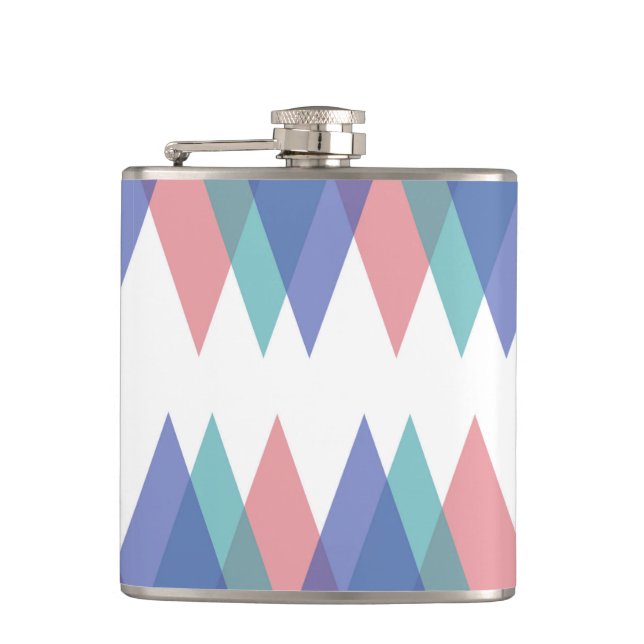 Blue and coral triangles flask (Front)