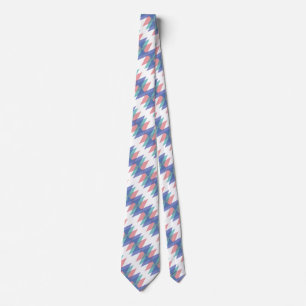 Blue and coral triangles neck tie